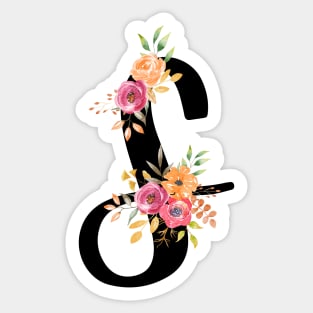 Letter S With Watercolor Floral Wreath Sticker